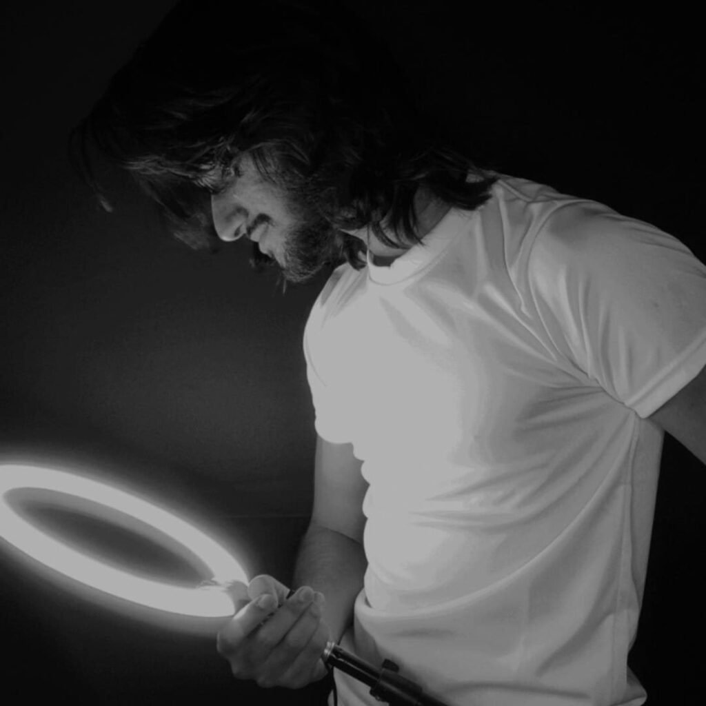 Shaik Gaffar Ali with a ring light during his content creator years